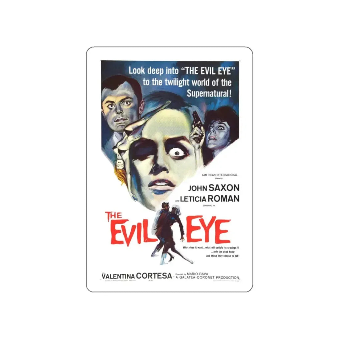 THE EVIL EYE (THE GIRL WHO KNEW TOO MUCH) 1963 Movie Poster STICKER Vinyl Die-Cut Decal 5 Inch - The Sticker Space
