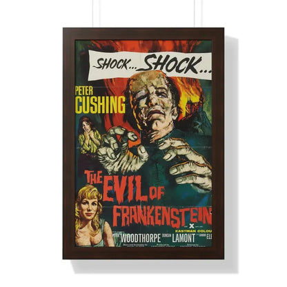 THE EVIL OF FRANKENSTEIN 1964 - Framed Movie Poster 16″ x 24″ Walnut - The Sticker Space