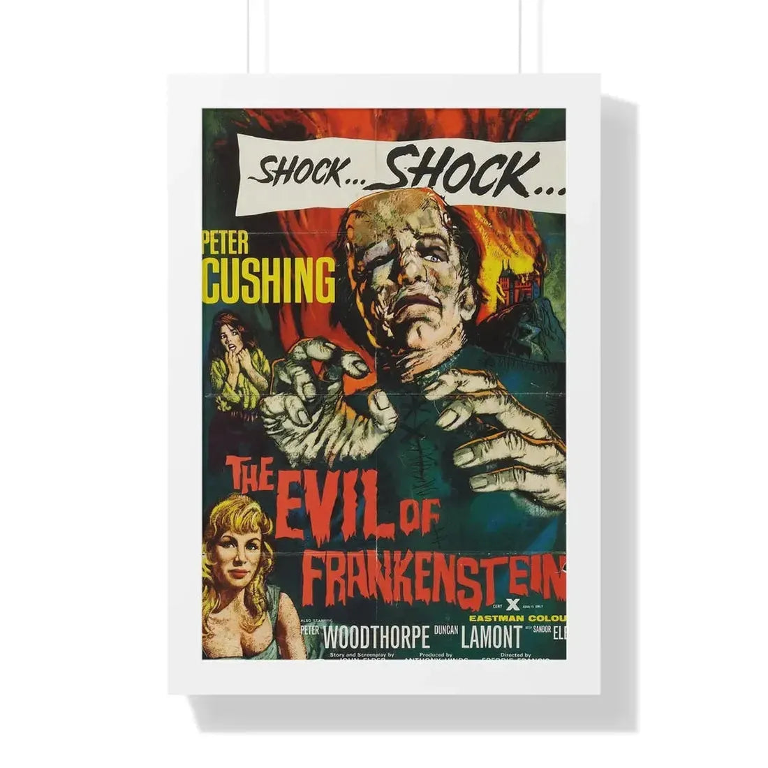 THE EVIL OF FRANKENSTEIN 1964 - Framed Movie Poster 16″ x 24″ White - The Sticker Space