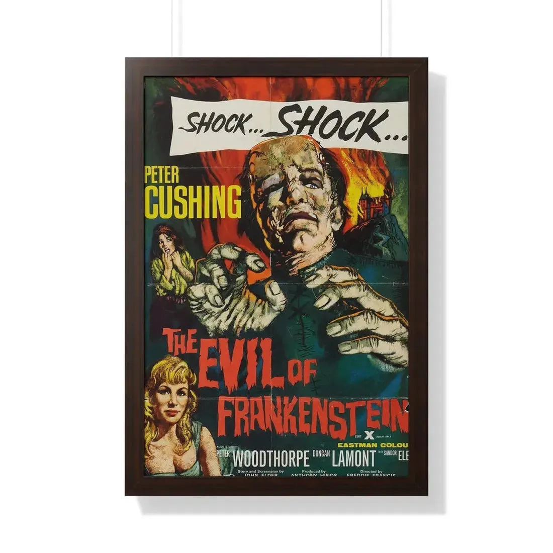 THE EVIL OF FRANKENSTEIN 1964 - Framed Movie Poster 20" x 30" Walnut - The Sticker Space