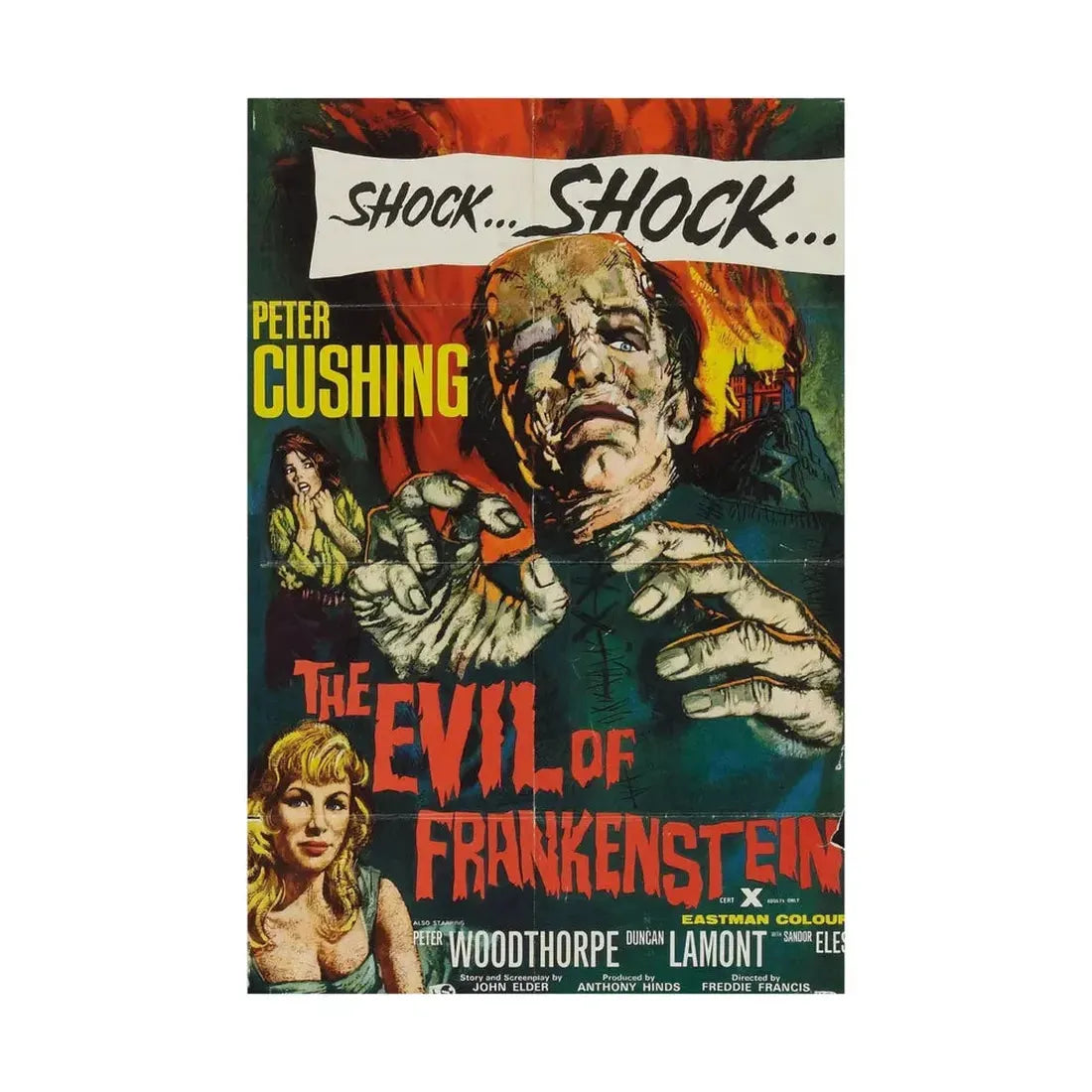 THE EVIL OF FRANKENSTEIN 1964 - Paper Movie Poster - The Sticker Space