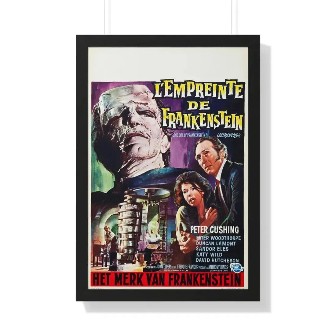 THE EVIL OF FRANKENSTEIN (BELGIAN) 1964 - Framed Movie Poster 20" x 30" Black - The Sticker Space