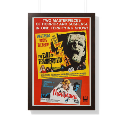 THE EVIL OF FRANKENSTEIN + NIGHTMARE 1964 - Framed Movie Poster-20" x 30"-The Sticker Space