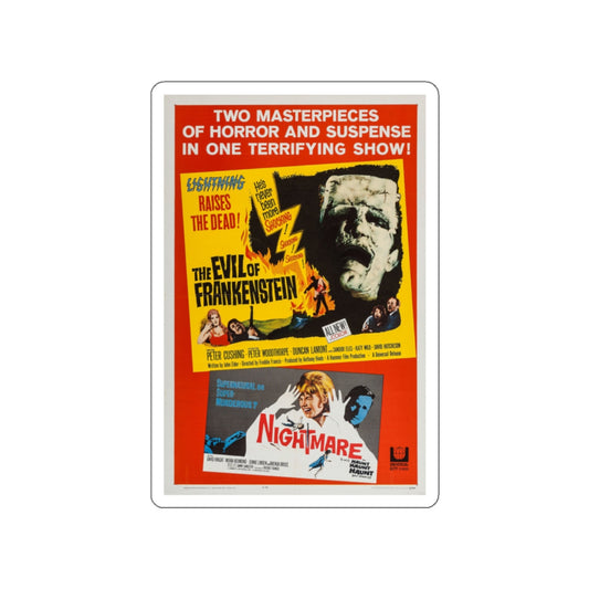 THE EVIL OF FRANKENSTEIN + NIGHTMARE 1964 Movie Poster STICKER Vinyl Die-Cut Decal-White-The Sticker Space