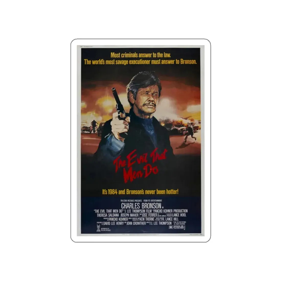 THE EVIL THAT MEN DO 1984 Movie Poster STICKER Vinyl Die-Cut Decal 2 Inch - The Sticker Space