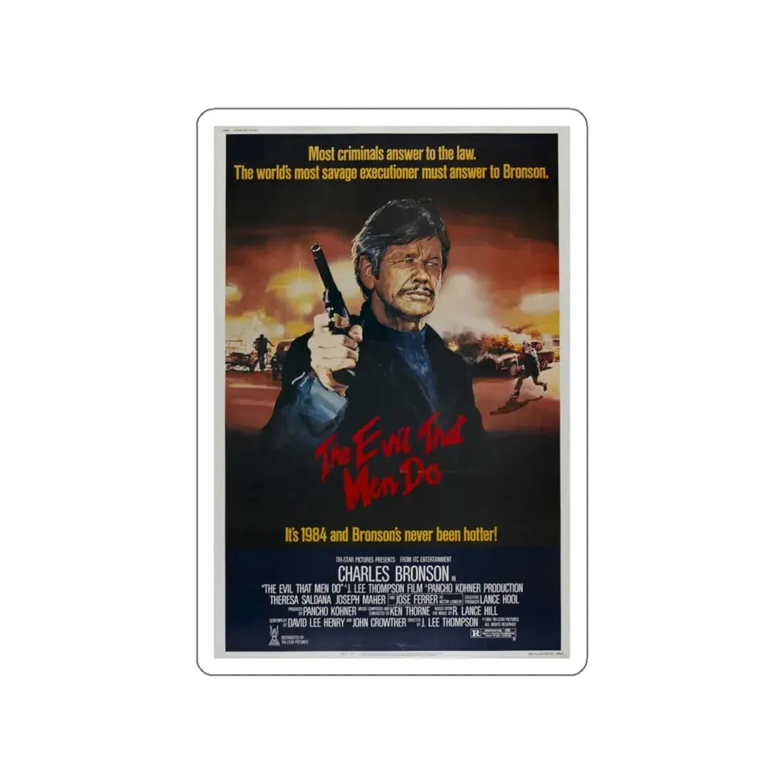 THE EVIL THAT MEN DO 1984 Movie Poster STICKER Vinyl Die-Cut Decal 4 Inch - The Sticker Space