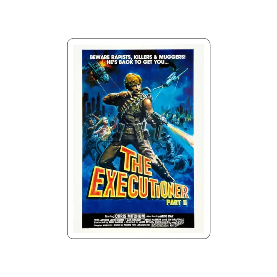 THE EXECUTIONER PART 2 1984 Movie Poster STICKER Vinyl Die-Cut Decal 2 Inch - The Sticker Space