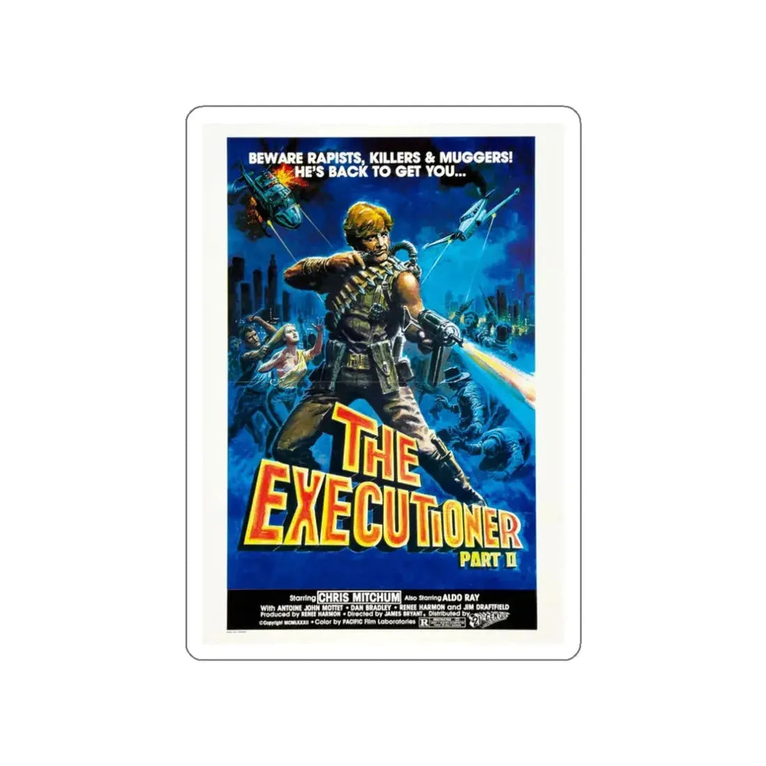 THE EXECUTIONER PART 2 1984 Movie Poster STICKER Vinyl Die-Cut Decal 3 Inch - The Sticker Space