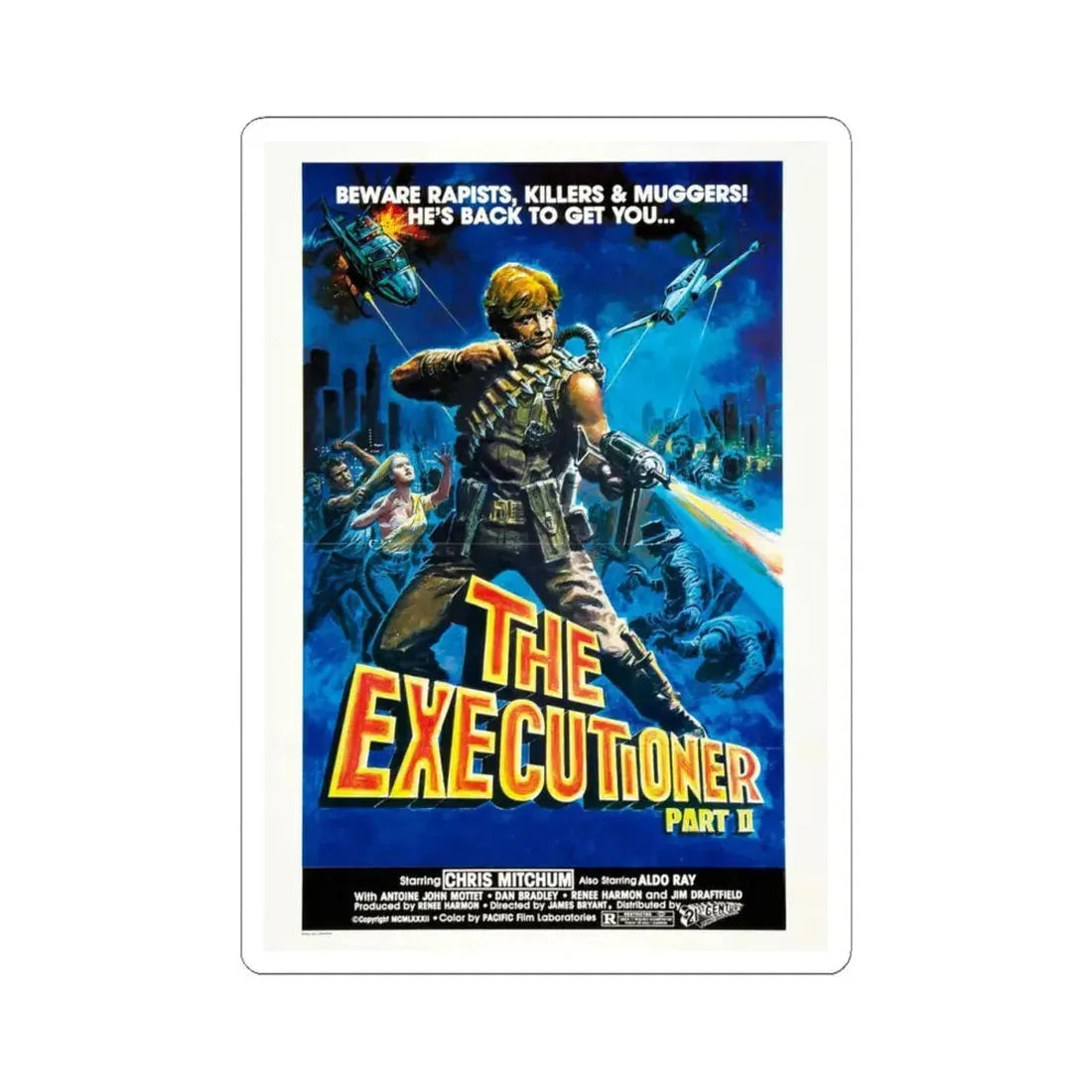 THE EXECUTIONER PART 2 1984 Movie Poster - STICKER Vinyl Kiss-Cut Decal 4 Inch White - The Sticker Space