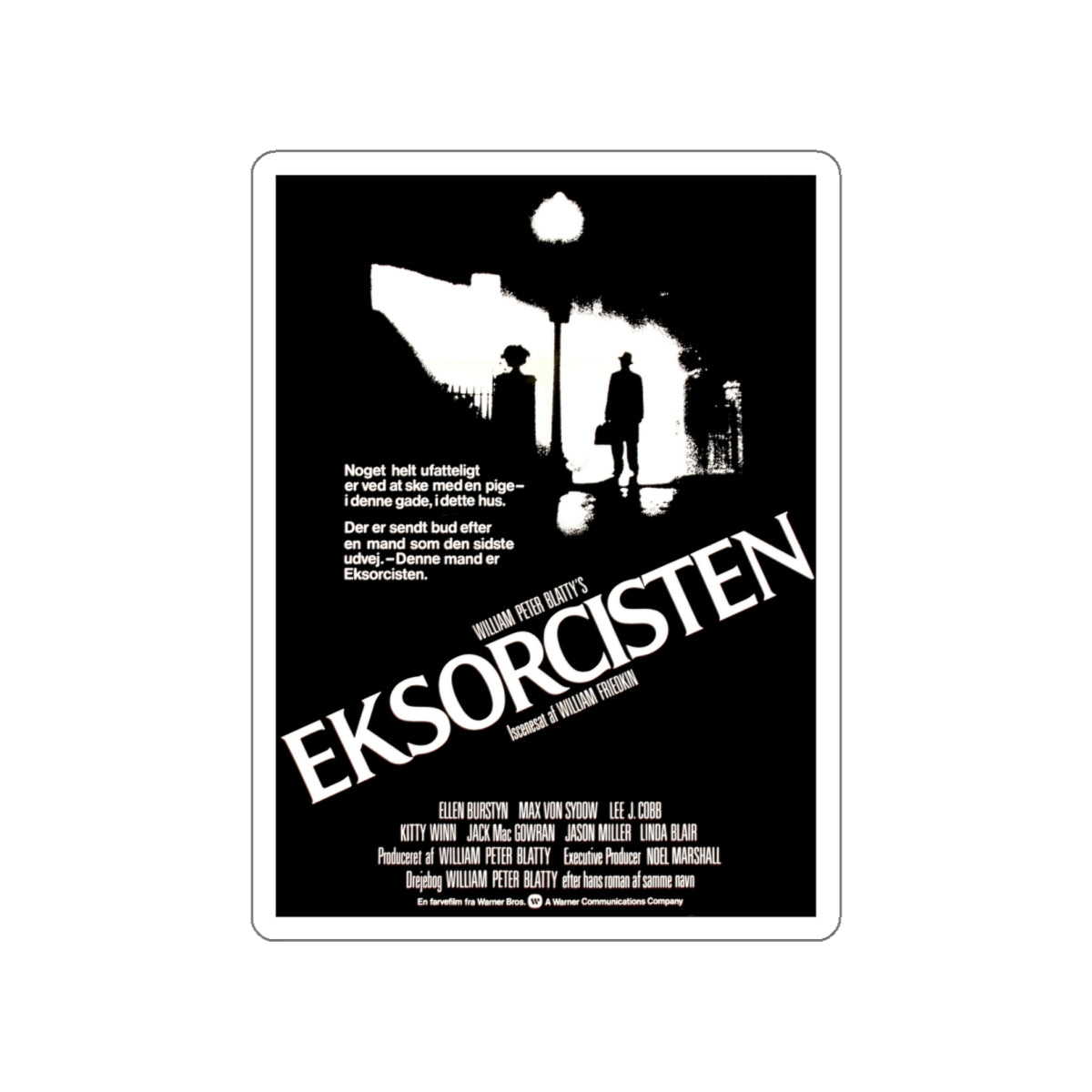 THE EXORCIST (DANISH) 1973 Movie Poster STICKER Vinyl Die-Cut Decal-White-The Sticker Space