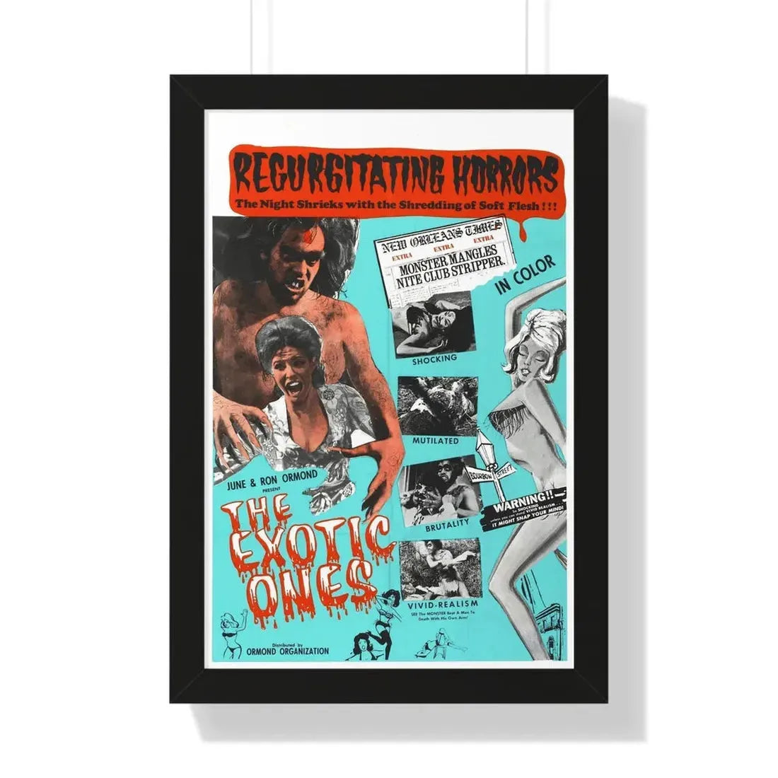 THE EXOTIC ONES (THE MONSTER AND THE STRIPPER) 1968 - Framed Movie Poster 16″ x 24″ Black - The Sticker Space