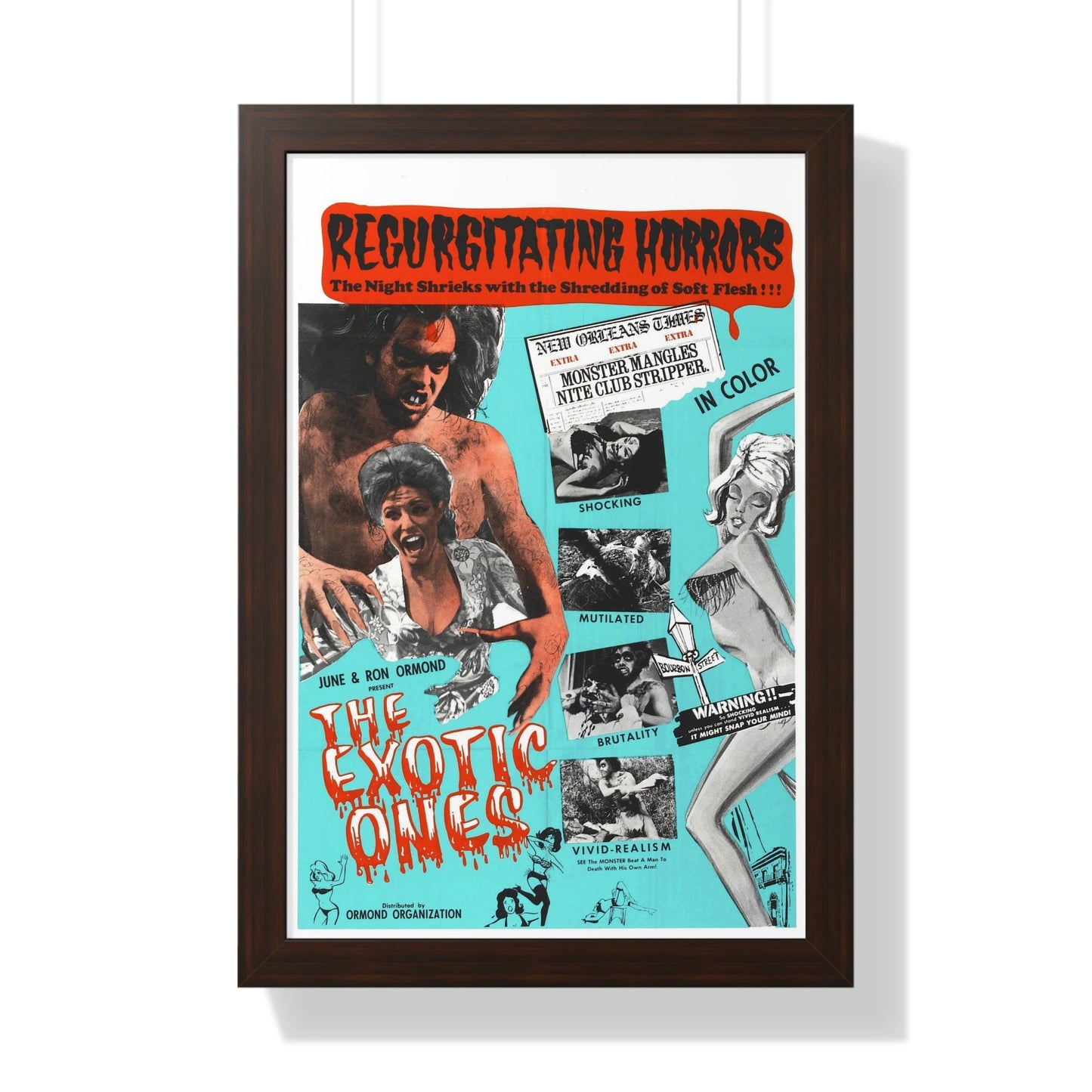 THE EXOTIC ONES (THE MONSTER AND THE STRIPPER) 1968 - Framed Movie Poster-16″ x 24″-The Sticker Space