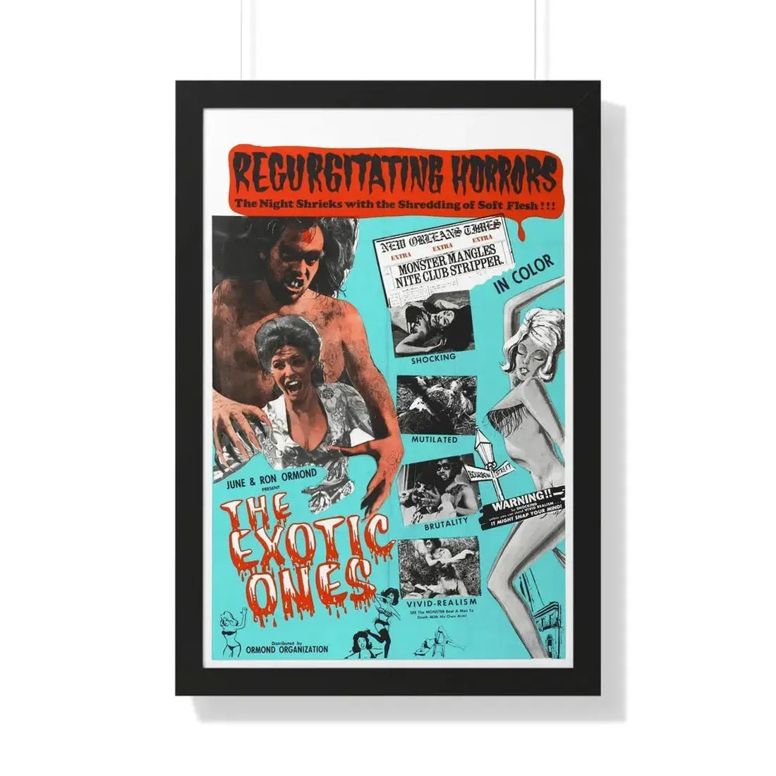 THE EXOTIC ONES (THE MONSTER AND THE STRIPPER) 1968 - Framed Movie Poster 20" x 30" Black - The Sticker Space