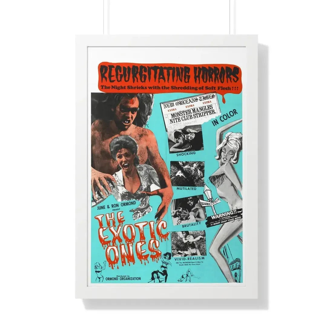 THE EXOTIC ONES (THE MONSTER AND THE STRIPPER) 1968 - Framed Movie Poster 20" x 30" White - The Sticker Space