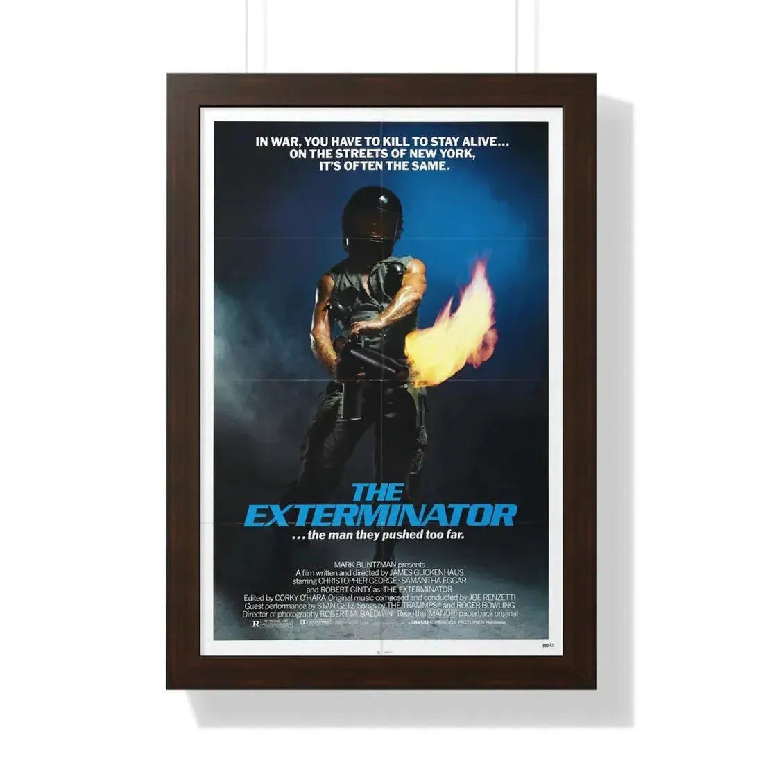 THE EXTERMINATOR 1980 - Framed Movie Poster 16″ x 24″ Walnut - The Sticker Space