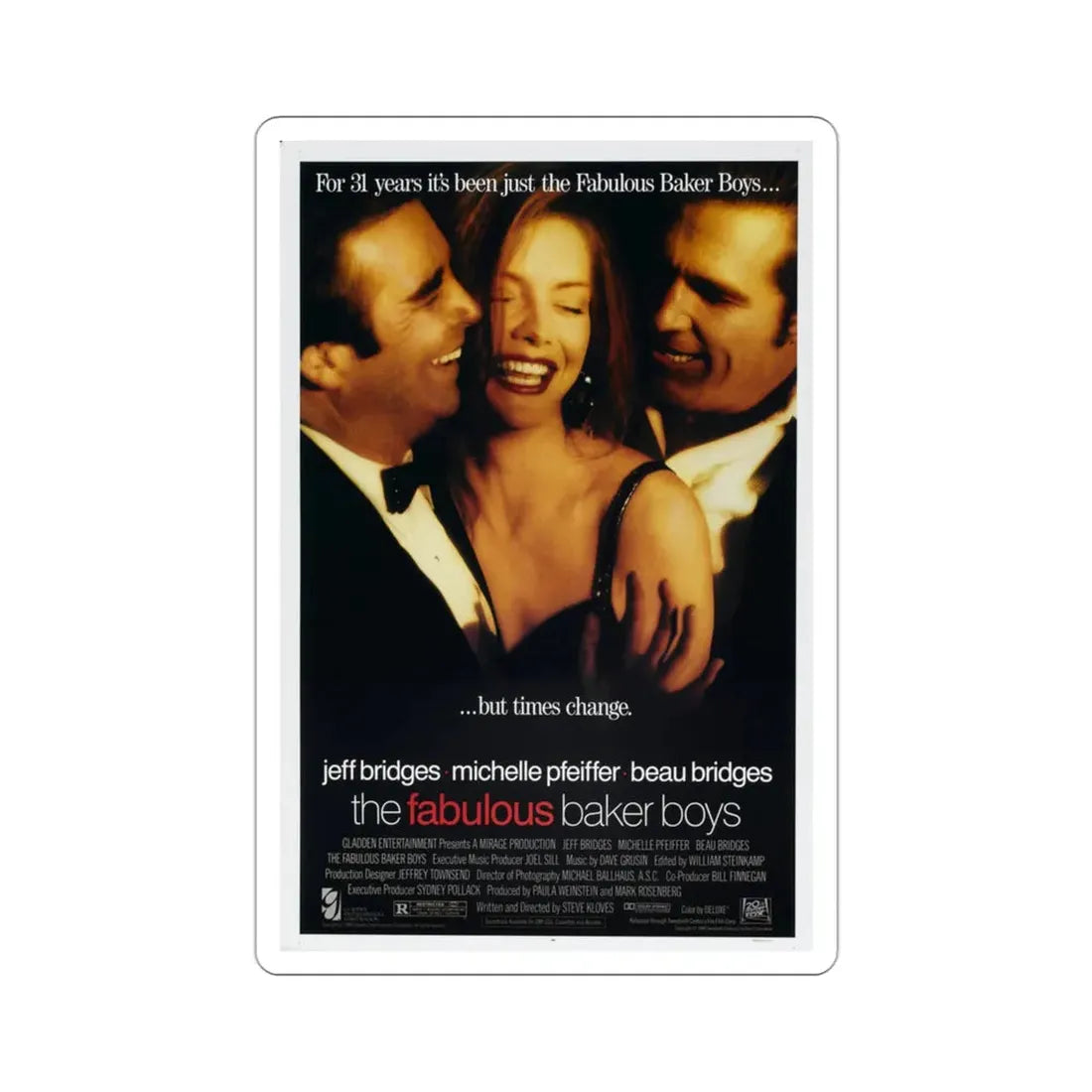 The Fabulous Baker Boys 1989 Movie Poster STICKER Vinyl Die-Cut Decal 3 Inch - The Sticker Space