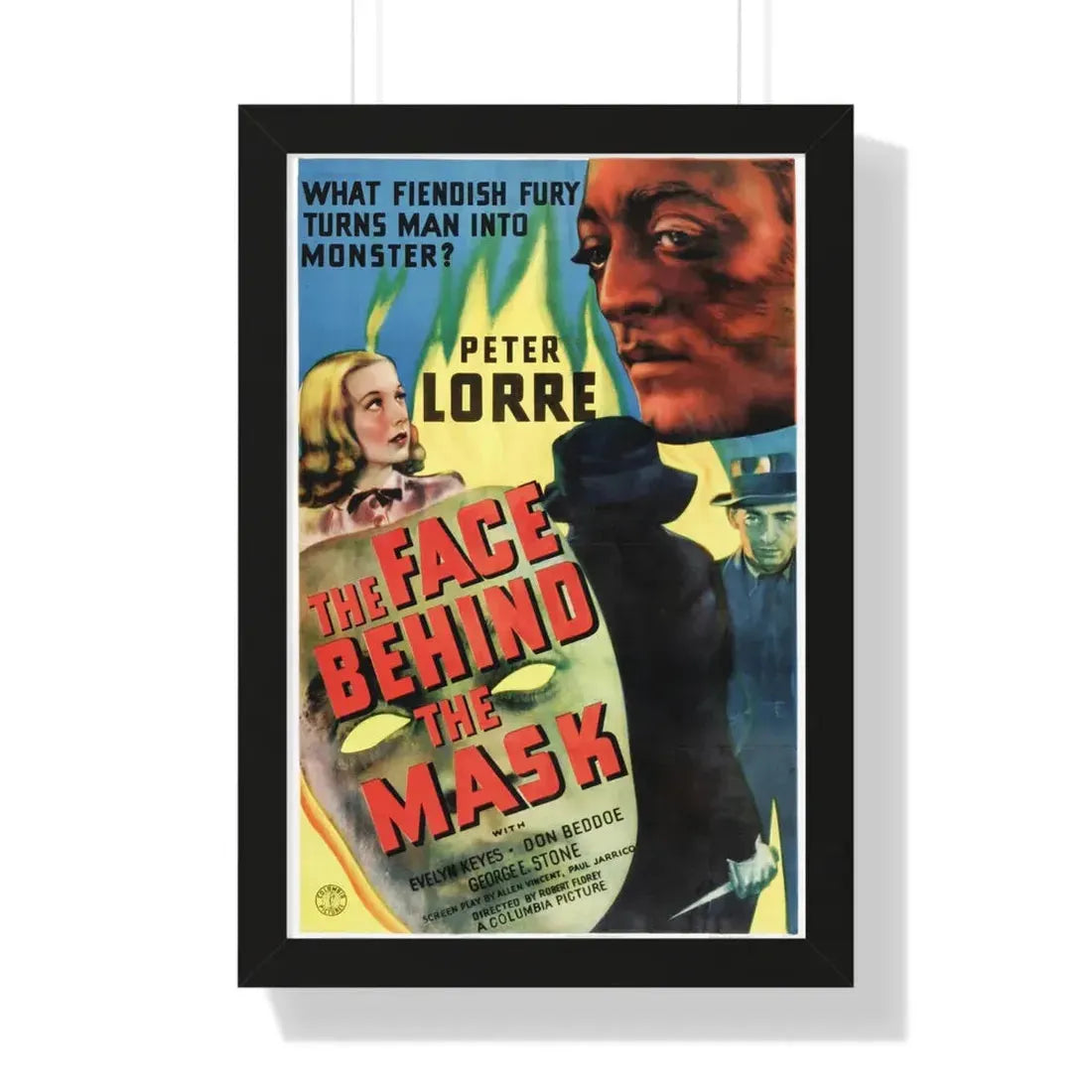THE FACE BEHIND THE MASK 1941 - Framed Movie Poster 16″ x 24″ Black - The Sticker Space