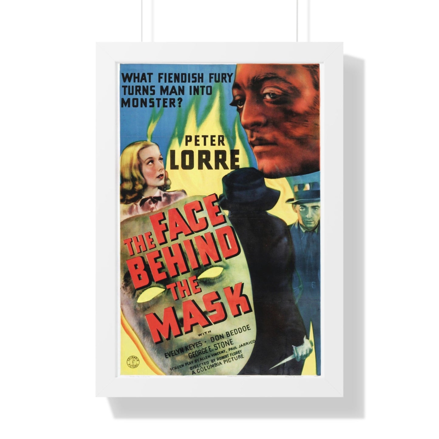 THE FACE BEHIND THE MASK 1941 - Framed Movie Poster-16″ x 24″-The Sticker Space