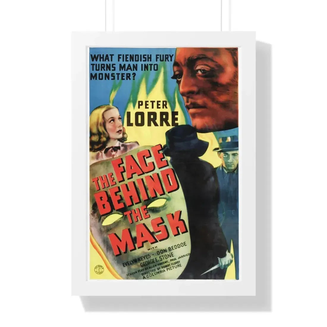 THE FACE BEHIND THE MASK 1941 - Framed Movie Poster 16″ x 24″ White - The Sticker Space