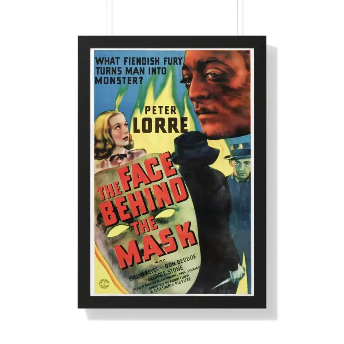 THE FACE BEHIND THE MASK 1941 - Framed Movie Poster 20" x 30" Black - The Sticker Space