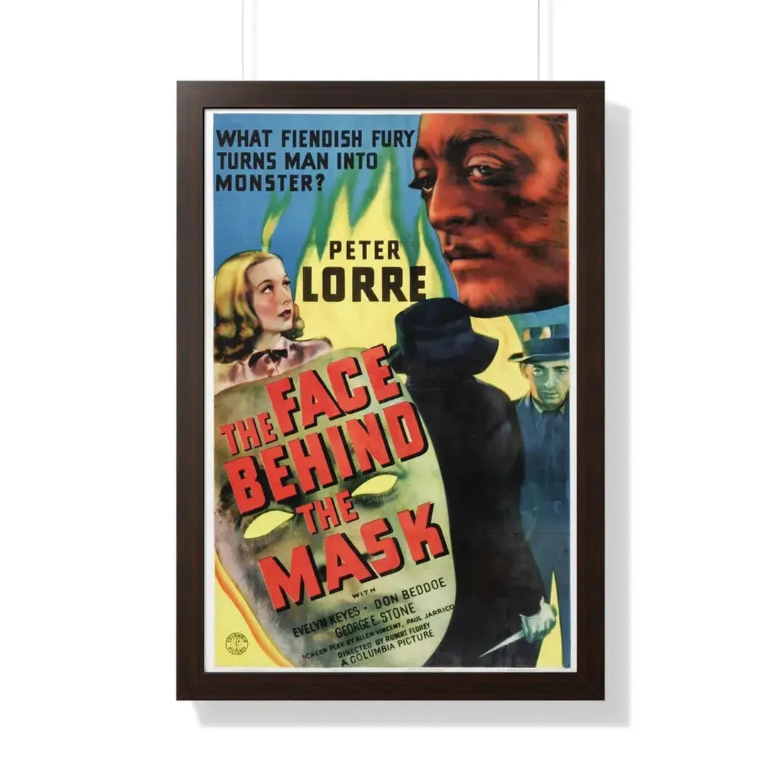 THE FACE BEHIND THE MASK 1941 - Framed Movie Poster 20" x 30" Walnut - The Sticker Space
