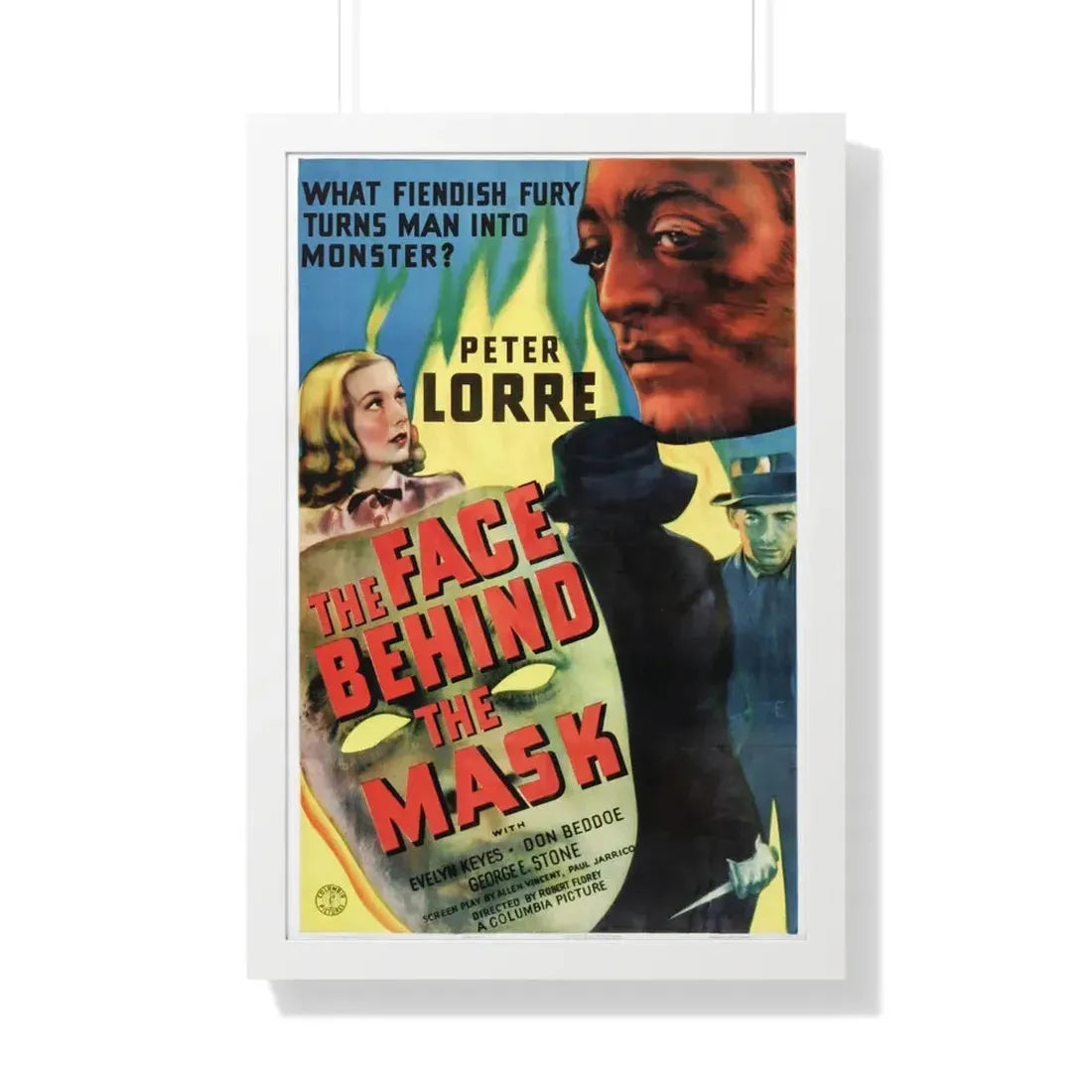 THE FACE BEHIND THE MASK 1941 - Framed Movie Poster 20" x 30" White - The Sticker Space