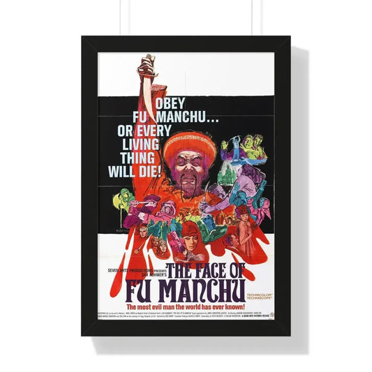 THE FACE OF  FU-MANCHU 1965 - Framed Movie Poster 16″ x 24″ Black - The Sticker Space