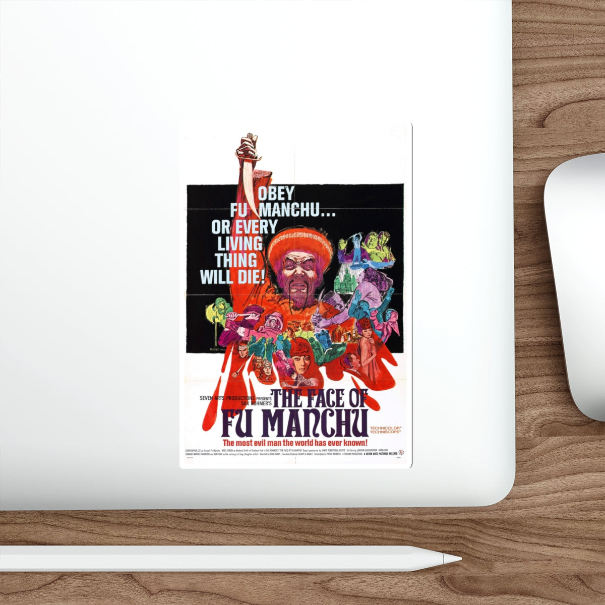 THE FACE OF FU-MANCHU 1965 Movie Poster STICKER Vinyl Die-Cut Decal-The Sticker Space