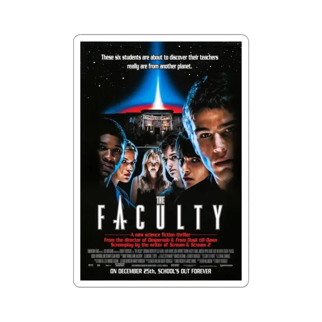 The Faculty 1998 Movie Poster - STICKER Vinyl Kiss-Cut Decal 6 Inch White - The Sticker Space