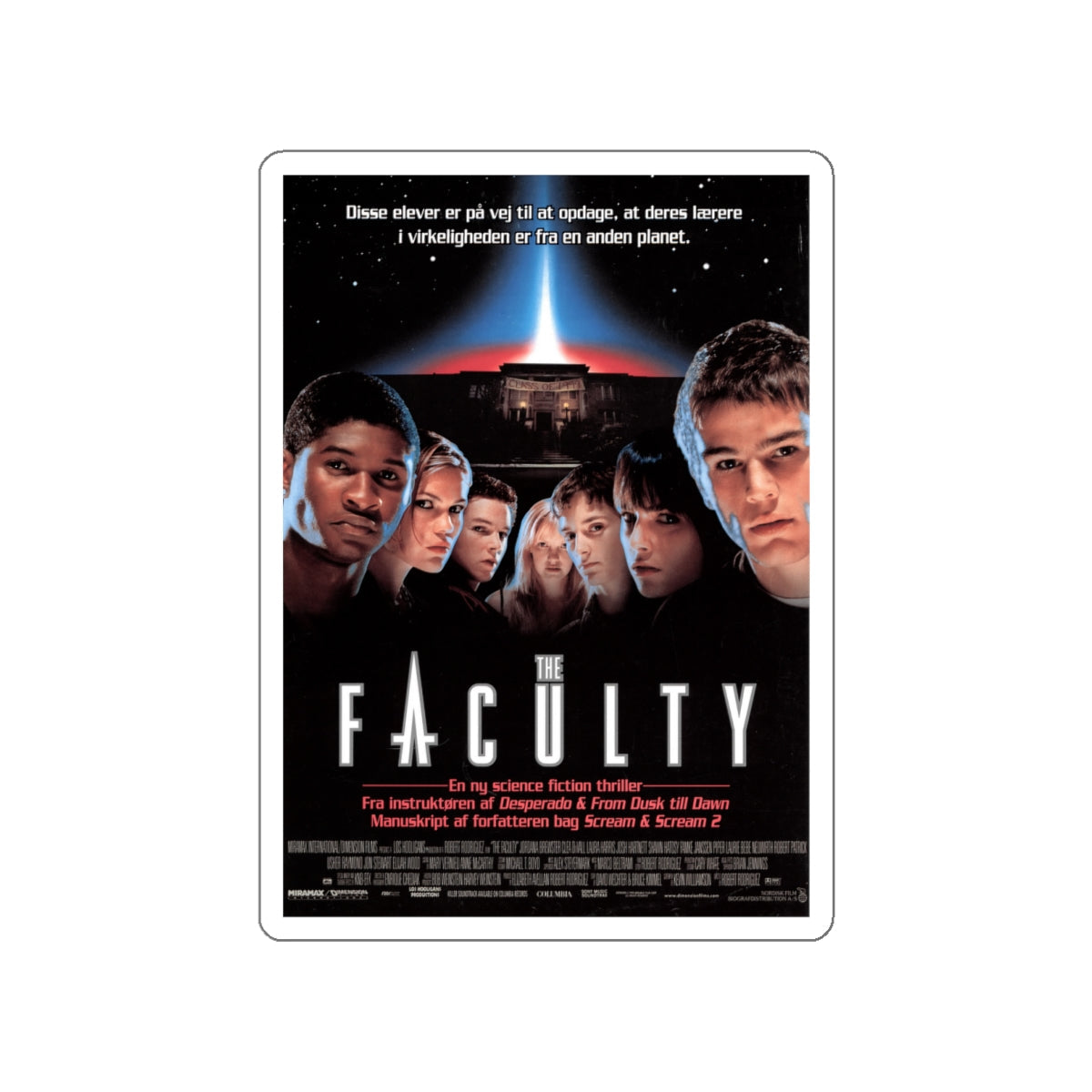 THE FACULTY (DANISH) 1998 Movie Poster STICKER Vinyl Die-Cut Decal-White-The Sticker Space