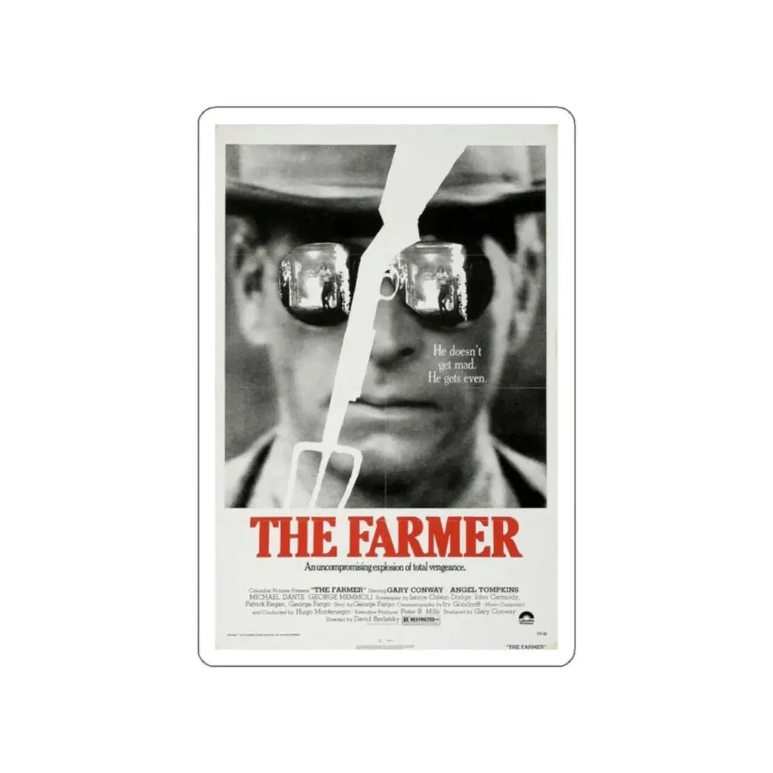 THE FARMER 1977 Movie Poster STICKER Vinyl Die-Cut Decal 2 Inch - The Sticker Space