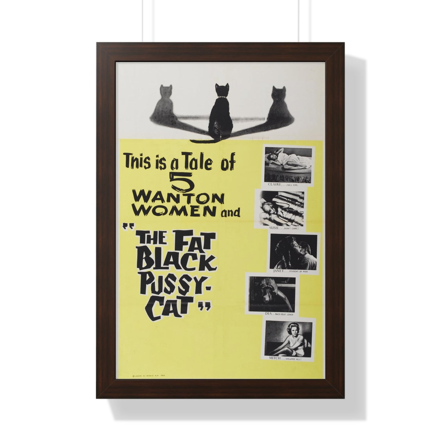 THE FAT BLACK PUSSY-CAT 1963 - Framed Movie Poster-16″ x 24″-The Sticker Space