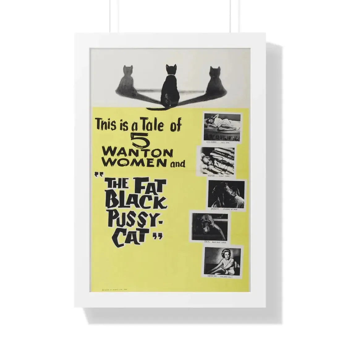 THE FAT BLACK PUSSY-CAT 1963 - Framed Movie Poster 16″ x 24″ White - The Sticker Space