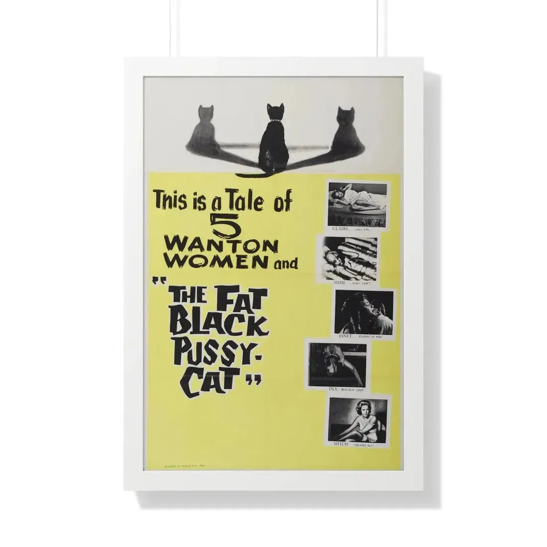 THE FAT BLACK PUSSY-CAT 1963 - Framed Movie Poster 20" x 30" White - The Sticker Space
