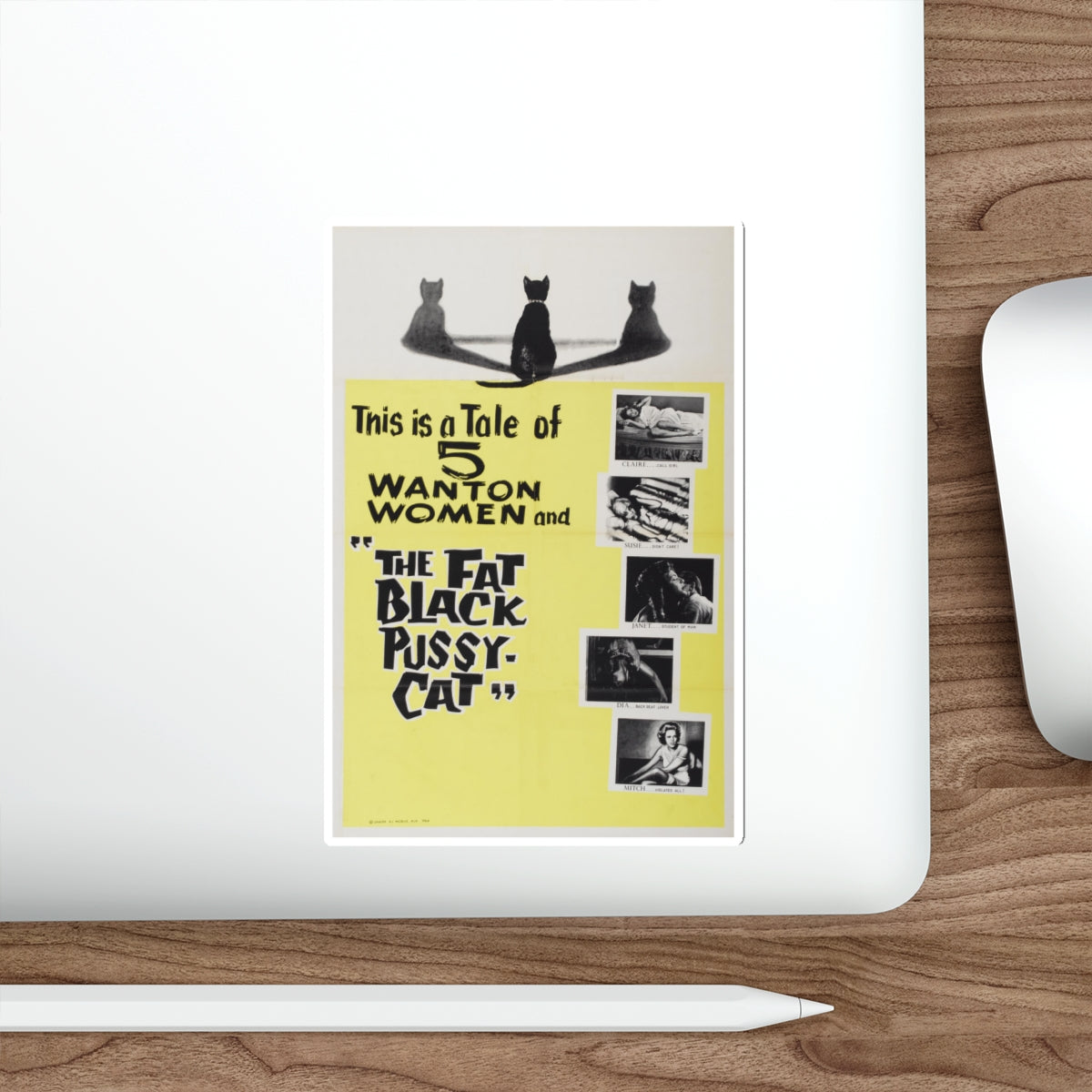 THE FAT BLACK PUSSY-CAT 1963 Movie Poster STICKER Vinyl Die-Cut Decal-The Sticker Space