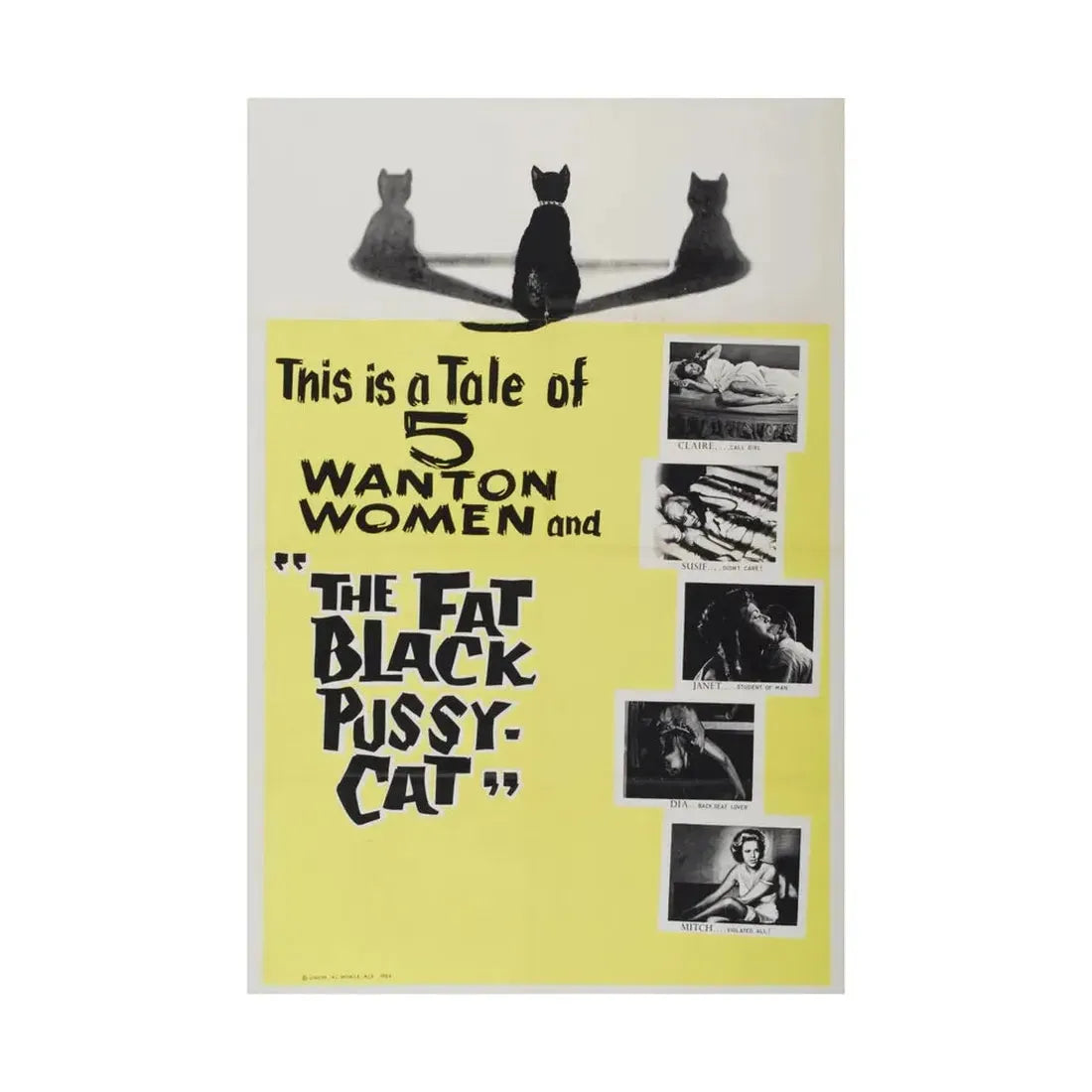 THE FAT BLACK PUSSY-CAT 1963 - Paper Movie Poster - The Sticker Space