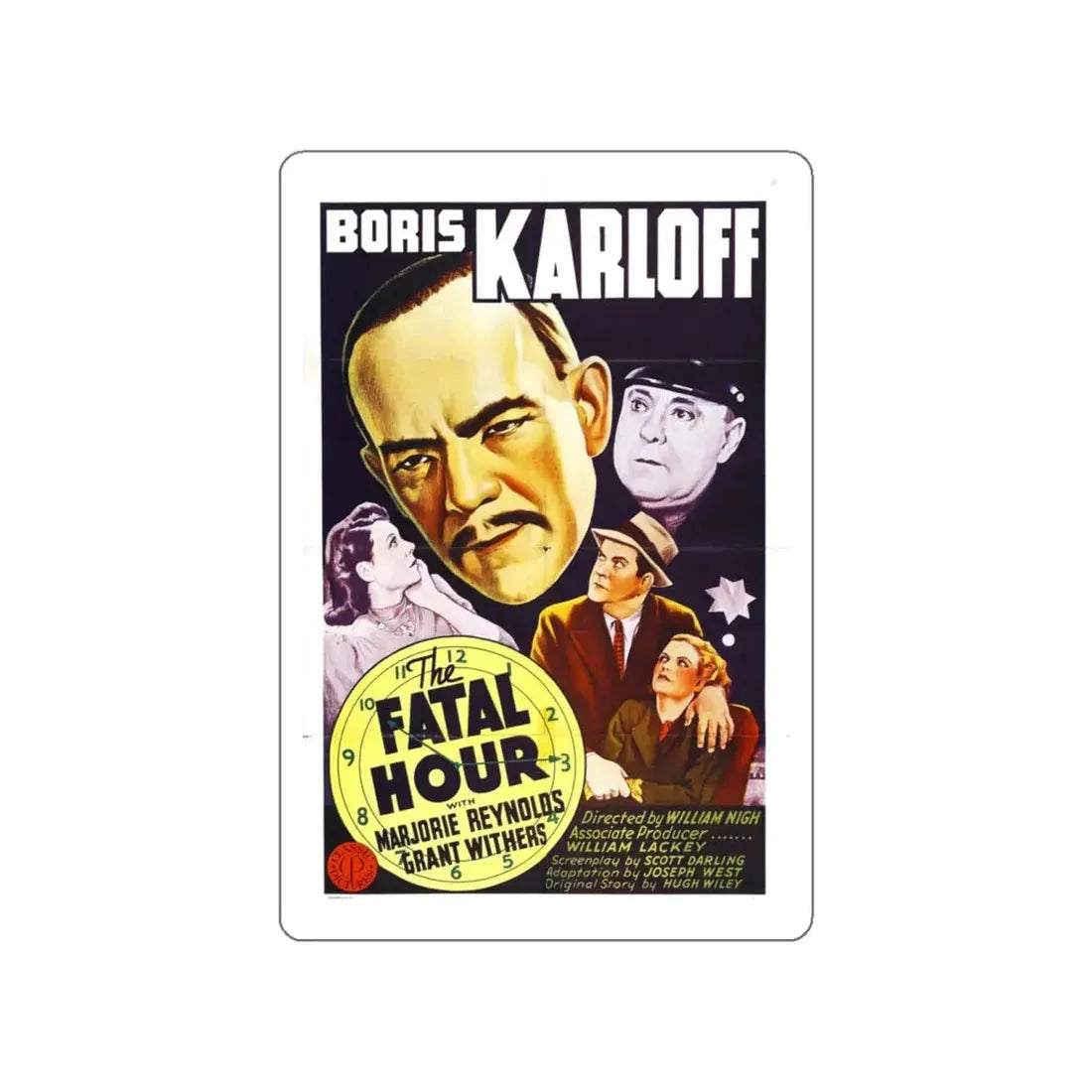 THE FATAL HOUR 1940 Movie Poster STICKER Vinyl Die-Cut Decal 4 Inch - The Sticker Space