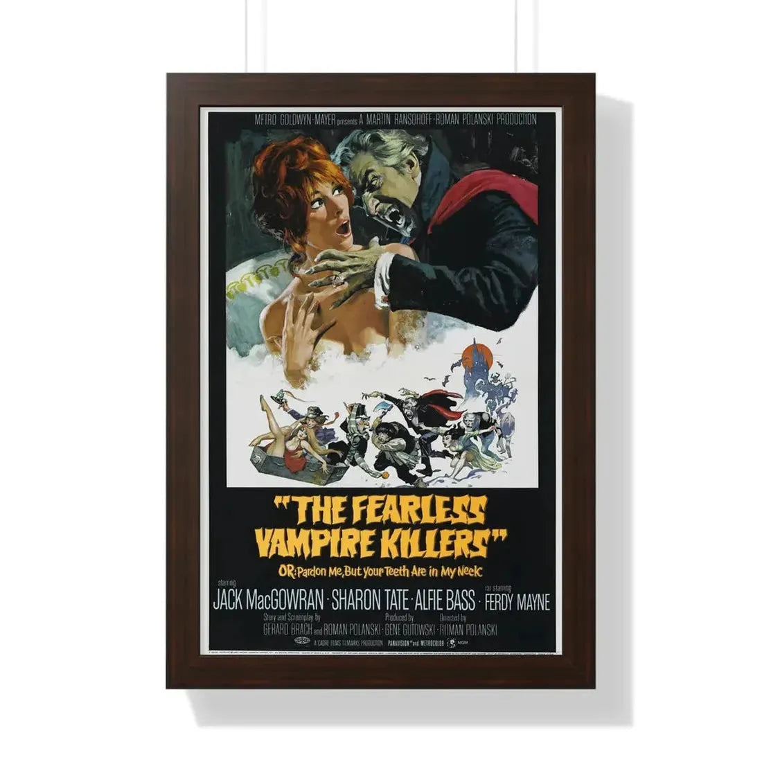 THE FEARLESS VAMPIRE KILLERS - OR PARDON ME, BUT YOUR TEETH ARE IN MY NECK 1967 - Framed Movie Poster 16″ x 24″ Walnut - The Sticker Space