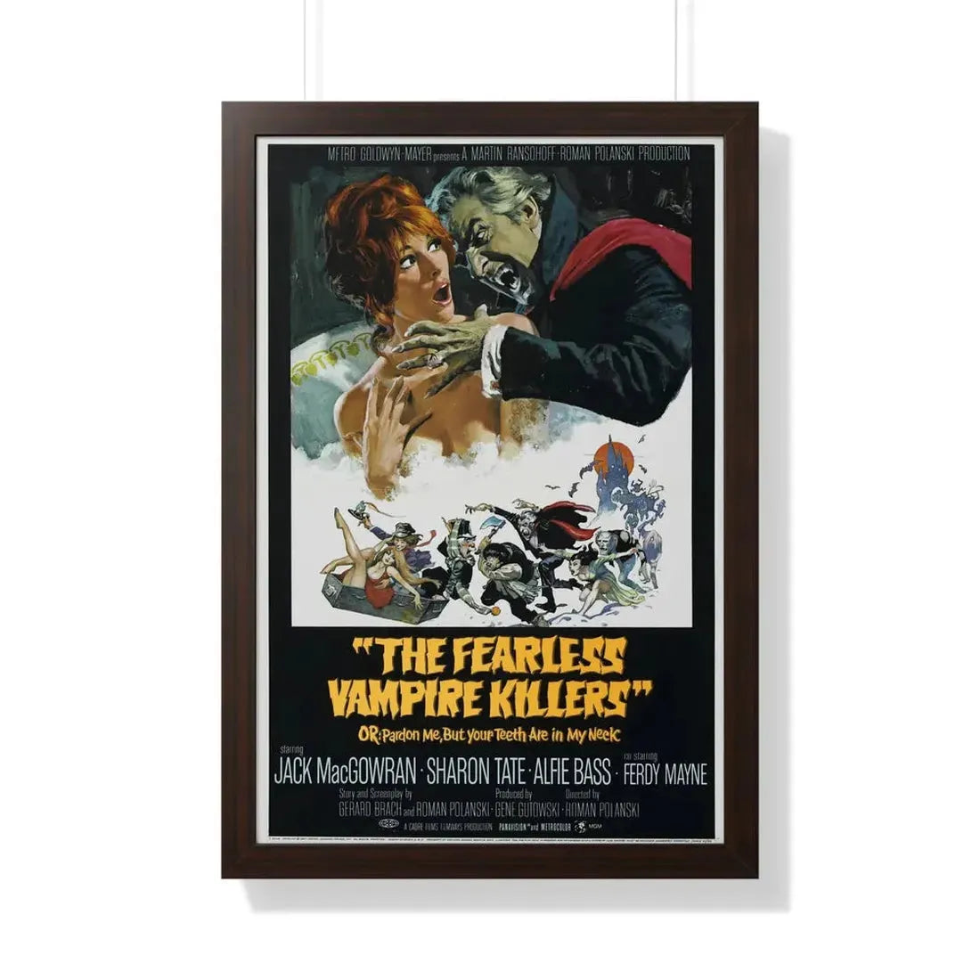 THE FEARLESS VAMPIRE KILLERS - OR PARDON ME, BUT YOUR TEETH ARE IN MY NECK 1967 - Framed Movie Poster 20" x 30" Walnut - The Sticker Space
