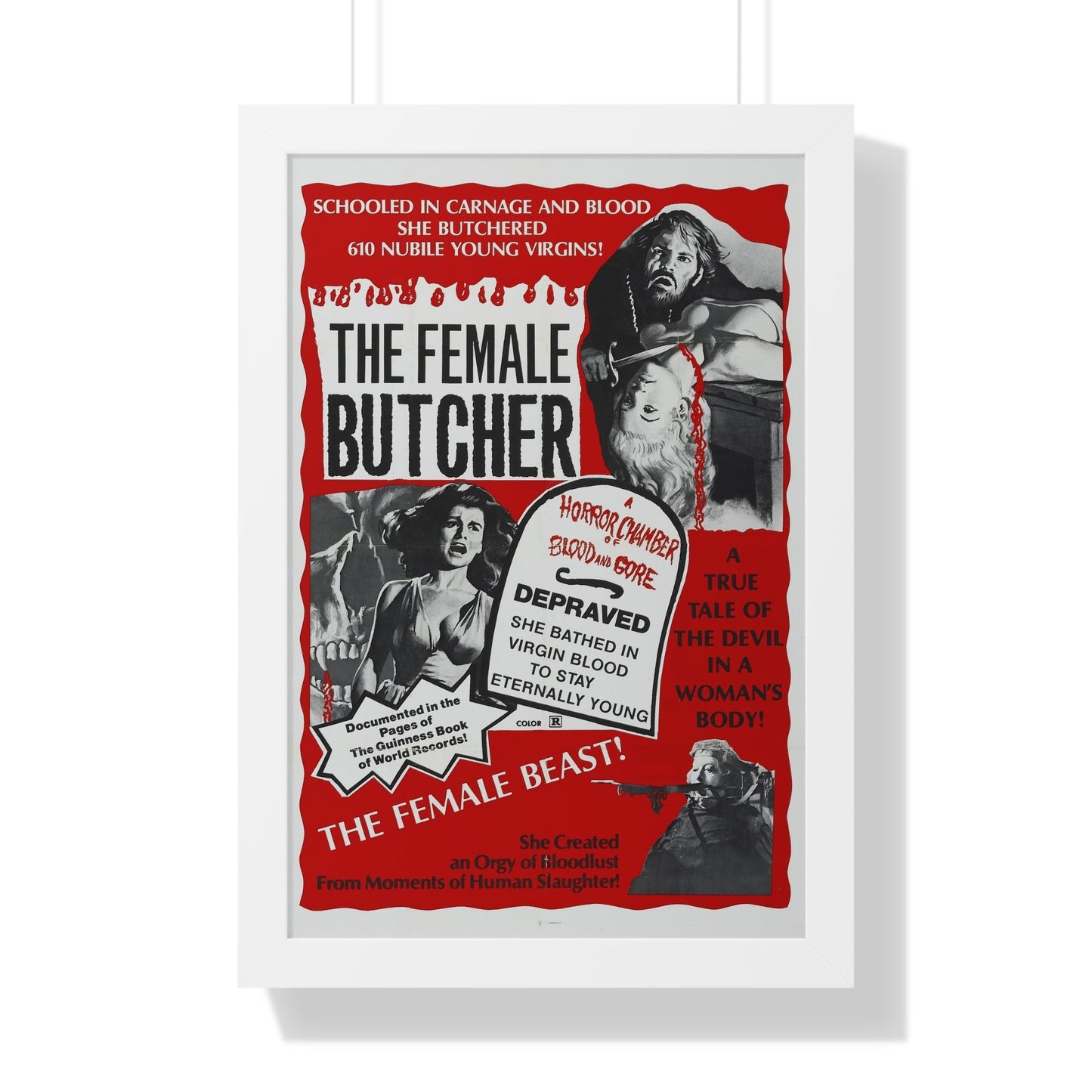 THE FEMALE BUTCHER 1973 - Framed Movie Poster-16″ x 24″-The Sticker Space