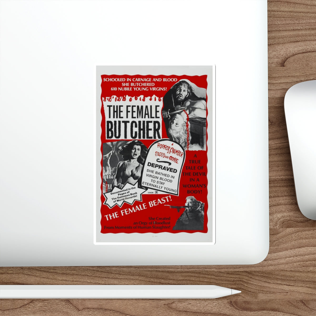 THE FEMALE BUTCHER 1973 Movie Poster STICKER Vinyl Die-Cut Decal-The Sticker Space