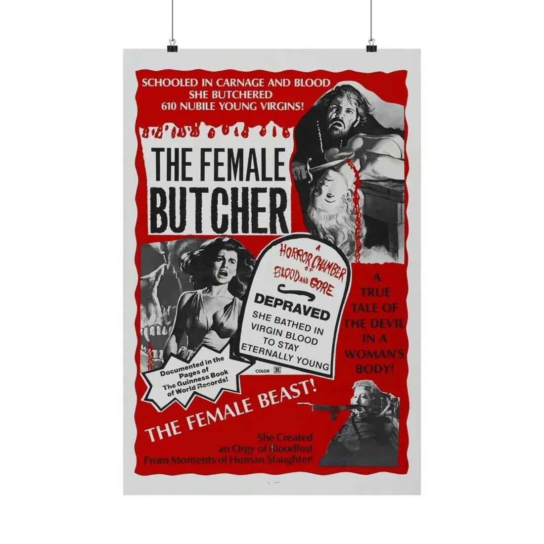 THE FEMALE BUTCHER 1973 - Paper Movie Poster 20″ x 30″ Matte - The Sticker Space