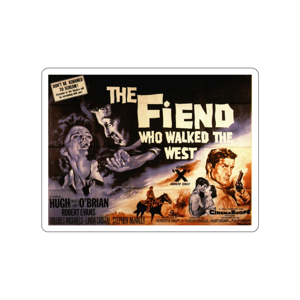 THE FIEND WHO WALKED THE WEST 1958 Movie Poster STICKER Vinyl Die-Cut Decal-White-The Sticker Space