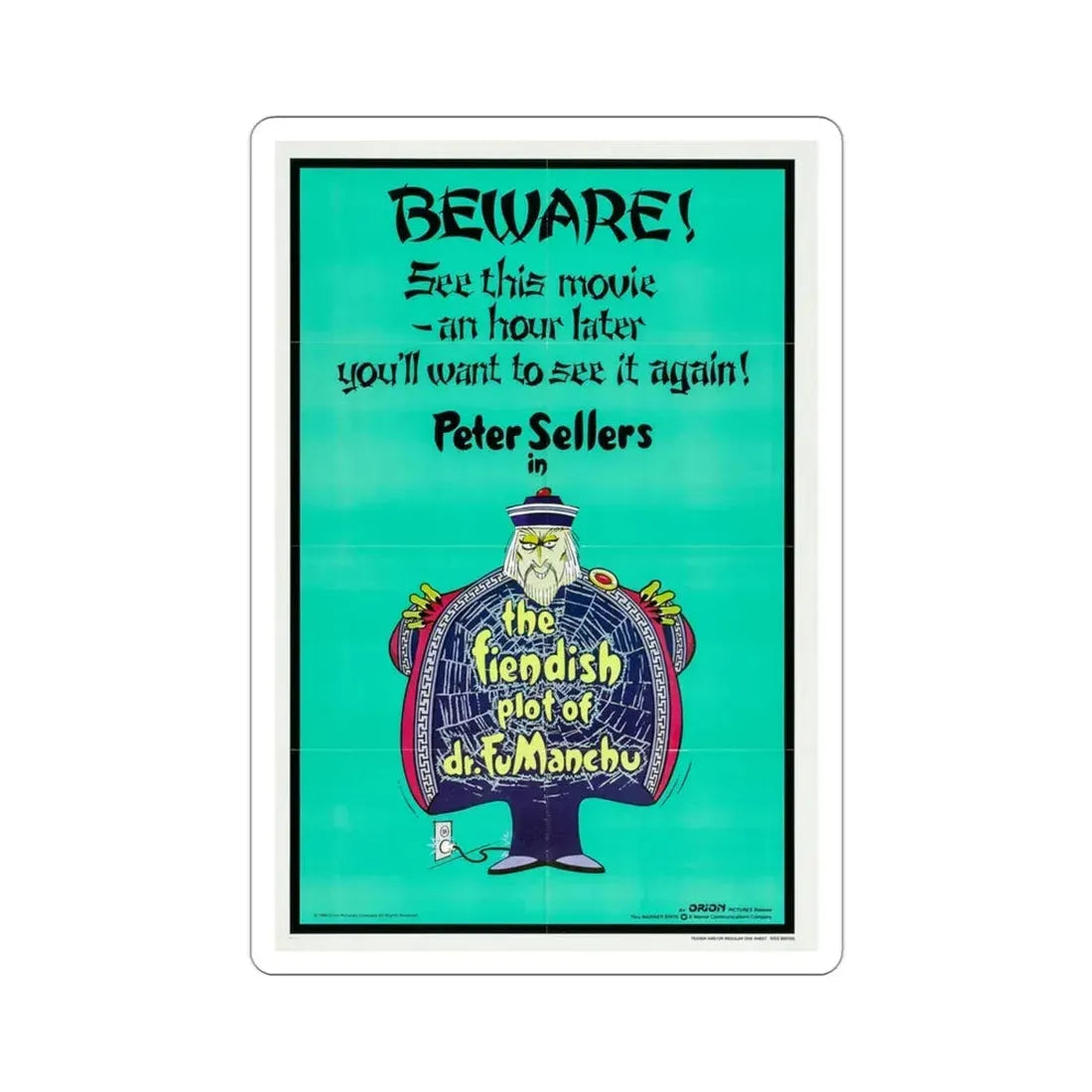 The Fiendish Plot of Dr Fu Manchu 1980 Movie Poster STICKER Vinyl Die-Cut Decal 3 Inch - The Sticker Space