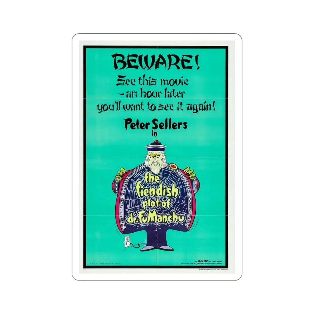 The Fiendish Plot of Dr Fu Manchu 1980 Movie Poster STICKER Vinyl Die-Cut Decal 5 Inch - The Sticker Space