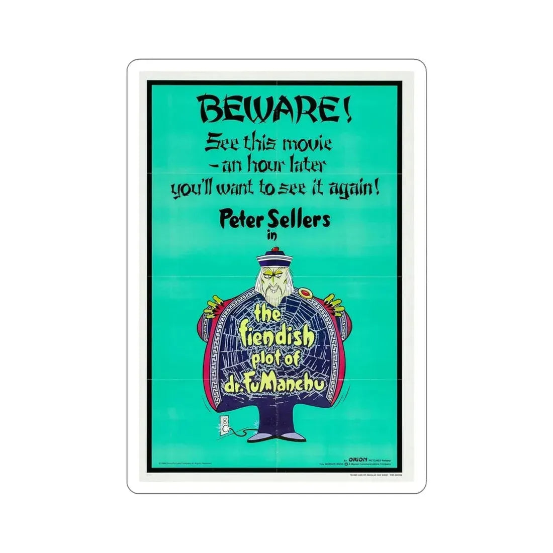 The Fiendish Plot of Dr Fu Manchu 1980 Movie Poster STICKER Vinyl Die-Cut Decal 6 Inch - The Sticker Space