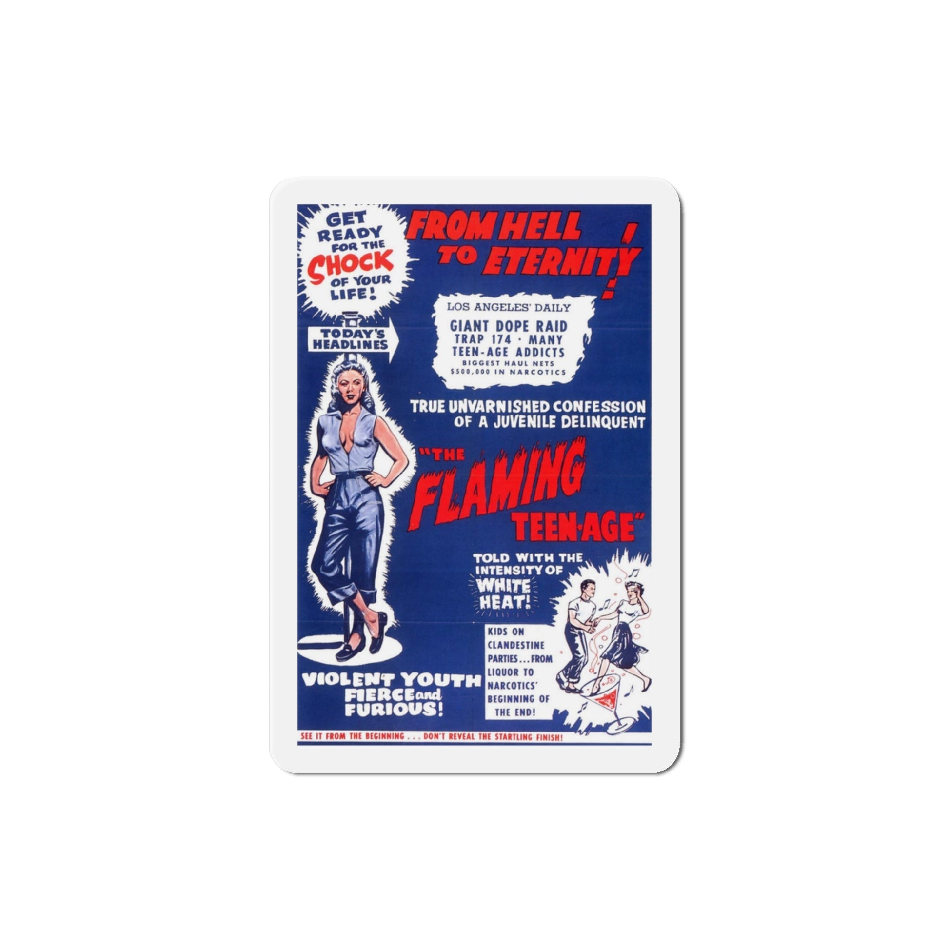 The Flaming Teen Age 1956 Movie Poster Die-Cut Magnet-3 Inch-The Sticker Space