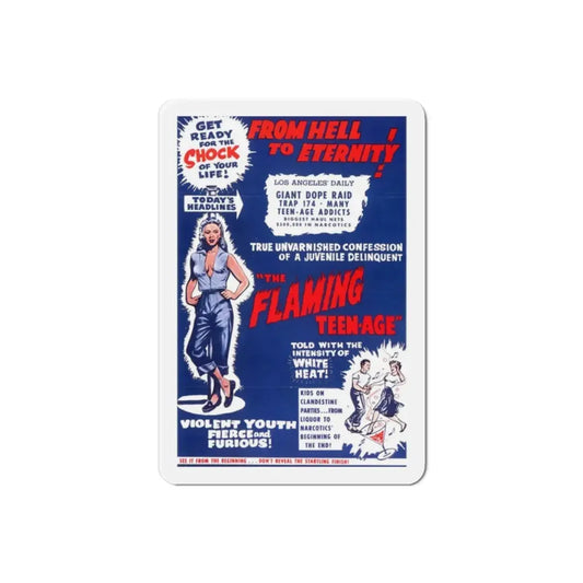 The Flaming Teen Age 1956 Movie Poster Refrigerator Magnet 2 Inch - The Sticker Space