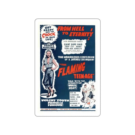 THE FLAMING TEENAGE 1956 Movie Poster STICKER Vinyl Die-Cut Decal 2 Inch - The Sticker Space