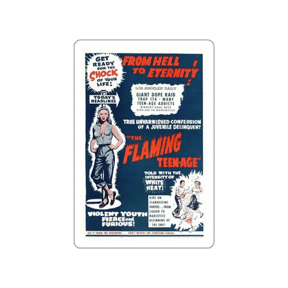 THE FLAMING TEENAGE 1956 Movie Poster STICKER Vinyl Die-Cut Decal 5 Inch - The Sticker Space
